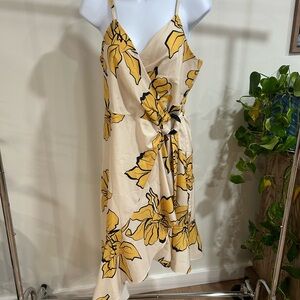 Hutch Cream Dress with Yellow Floral Asymmetry